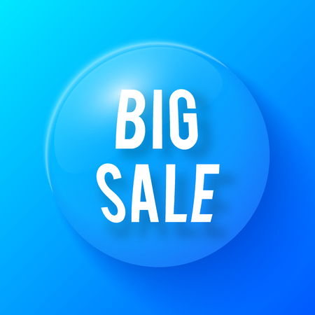 Water Drop With Big Sale Symbol Illustration on blue backgroundのイラスト素材