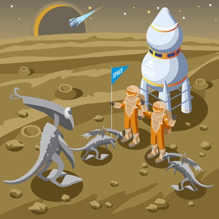 Isometric Space Discovery Templateのイラスト素材
