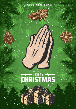 Vintage Colored Christmas Festive Poster.のイラスト素材