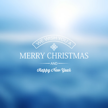 Blue Greeting Merry Christmas Decorative Cardのイラスト素材
