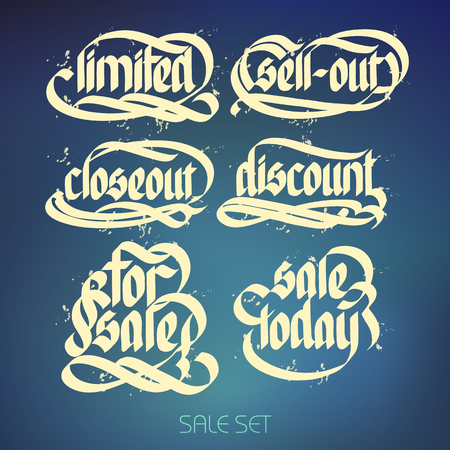 Typographical Promotional Inscriptions Setのイラスト素材