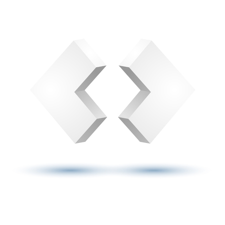 Abstract web digital template with two light 3d arrows on white background isolated vector illustrationのイラスト素材