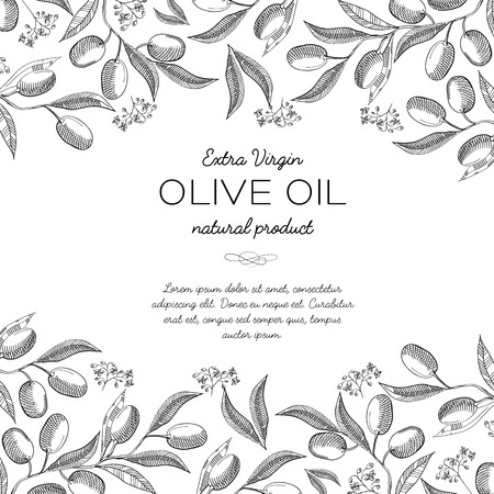 Olive oil ingredients abstract vector illustrationのイラスト素材