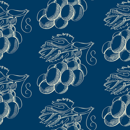 Abstract Berry Sketch Seamless Patternのイラスト素材