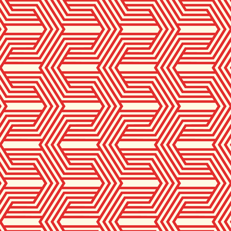 Red minimalistic seamless pattern with connected lines of repeating structure in vintage style vector illustrationのイラスト素材