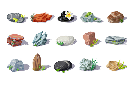Colorful stones set of different shapes and materialsのイラスト素材