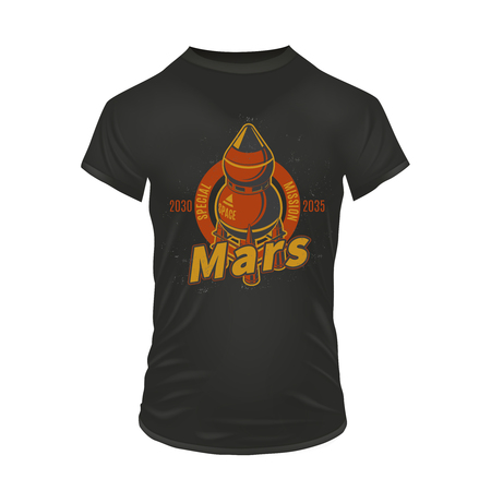 Vintage colored Mars exploration print conceptのイラスト素材