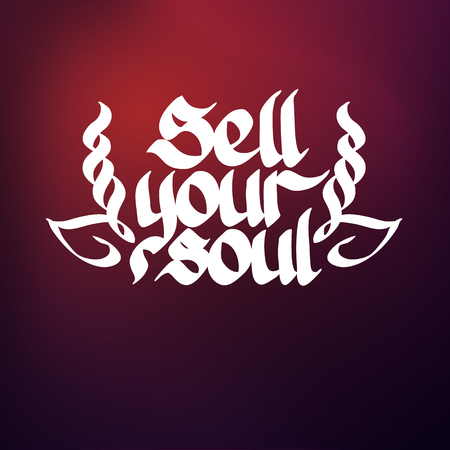 Typographical abstract quote template with calligraphic stylized decorative white inscription on blurred background isolated vector illustrationのイラスト素材