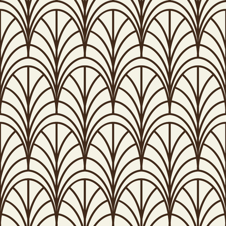 Monochrome seamless line pattern similar to decorative trellis with repeating arches or petals flat vector Illustrationのイラスト素材