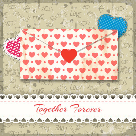One big letter with heart print on light beigeのイラスト素材