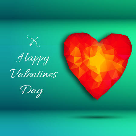 Happy valentines day background with big beautyful heart on green gradient backgroundのイラスト素材