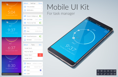 Mobile ui kit design concept for task manage with colorfulのイラスト素材