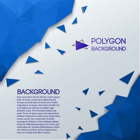 Abstract  with polygonal 3d blue corners and triangular chips on whiteのイラスト素材