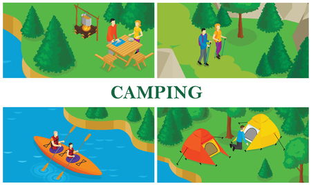Isometric summer tourism colorfulのイラスト素材