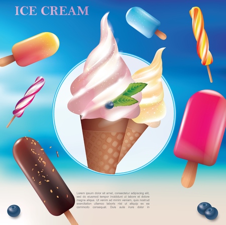 Realistic tasty cold desserts templateのイラスト素材