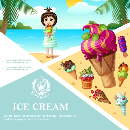 Cartoon ice cream colorful templateのイラスト素材