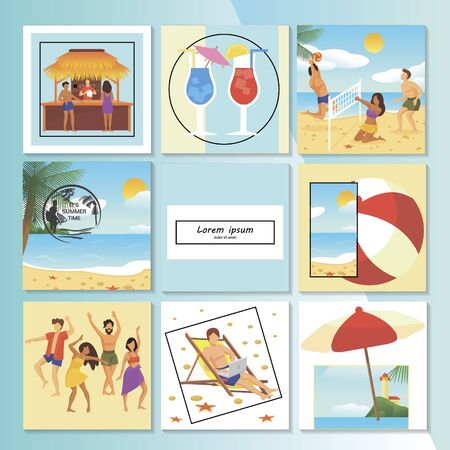 Flat summer vacation compositionのイラスト素材