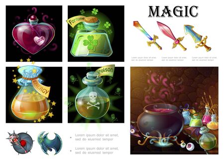 Cartoon game magic elements compositionのイラスト素材