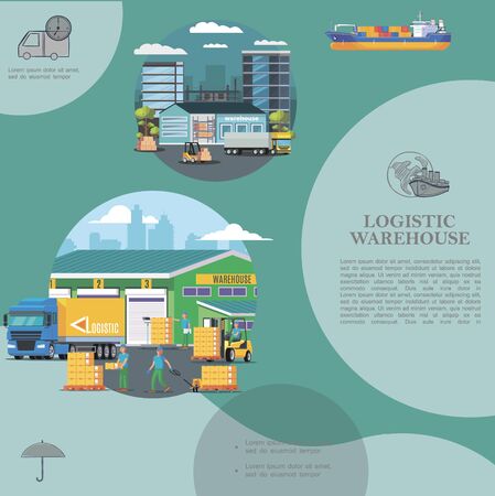 Flat warehouse logistics templateのイラスト素材