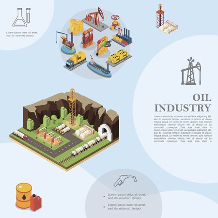 Isometric oil industry templateのイラスト素材