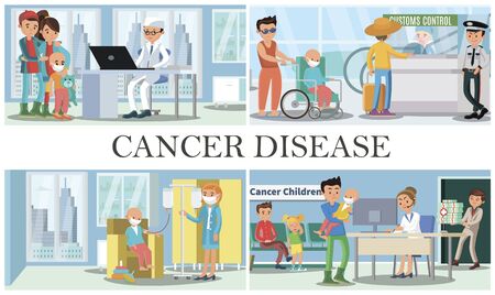 Childhood cancer disease composition with people visiting doctorsのイラスト素材