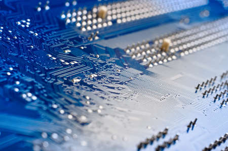 Blue circuit boardの写真素材