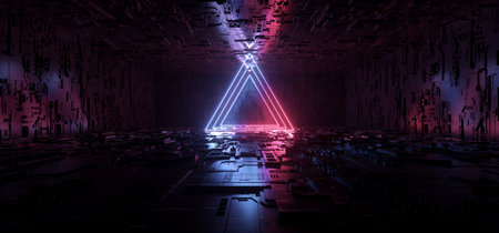 SCi Fi Futuristic Metal Reflective Schematic Textured Motherboard Floor Realistic Modern Neon...
