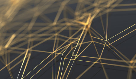 3D Rendering Of Abstract Connection Net Closeup With Soft Focusの写真素材