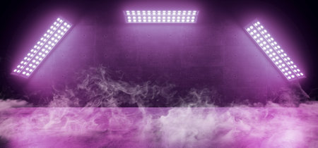 Smoke Fog Sci Fi Modern Elegant Futuristic Cyber Neon Led Studio Big Panel Lights Purple Pink...