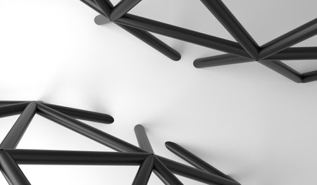 3D Rendering Of Abstract  Connections Closeup On White Background Top View With Soft Focus