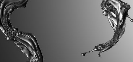 3D Rendering Of Water Splash On Grey Backgroundの写真素材