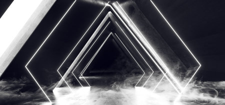 Smoke Fog Virtual Neon Lights White Laser Show Club Underground Garage Alien Ship Tunnel Corridor...
