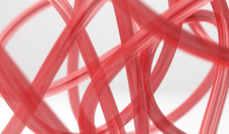 3D Rendering Of Abstract Red Glass Knots Closeupの写真素材