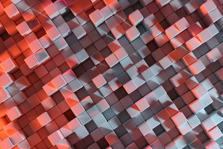 Abstract 3D Rendering Background With Colorful Cubesの写真素材