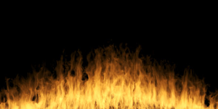 3D Rendering Of Abstract Realistic Fire On Dark Backgroundの写真素材