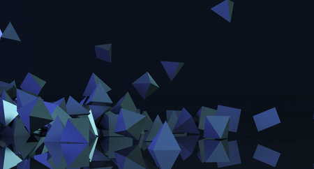 3D Rendering Of Abstract Chaotic Gold Pyramids Background