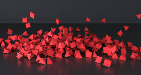 3D Rendering Of Abstract Chaotic Gold Pyramids Background
