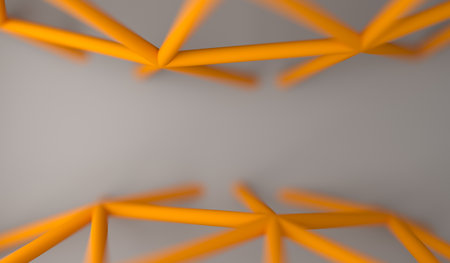 3D Rendering Of Abstract  Connections Closeup On White Background Top View With Soft Focus