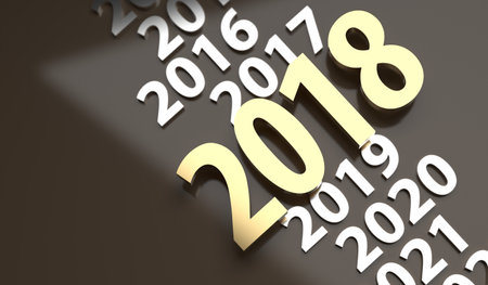 3D Rendering Of The New Year 2018 With Old Years Timeline