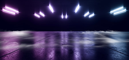 Smoke Sci Fi Futuristic Arc Gate Neon Laser Pantone Blue Modern Alien Fashion Dance Club Showroom...