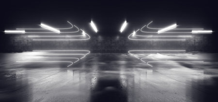 Smoke Sci Fi Futuristic Arc Gate Neon Laser White Modern Alien Fashion Dance Club Showroom Garage...