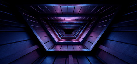 Neon Glowing Sci Fi Futuristic Purple Blue Night Dark Moon Light Roof Tunnel Corridor Attic Led...