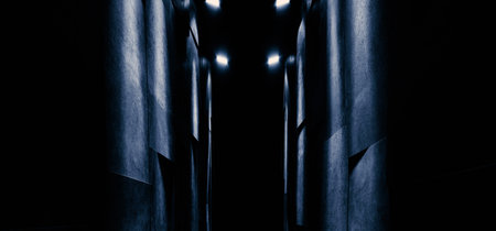 Dark Concrete Warehouse Underground  Tunnel Corridor Grunge Spaceship Parking Hangar Hallway Sci Fi...