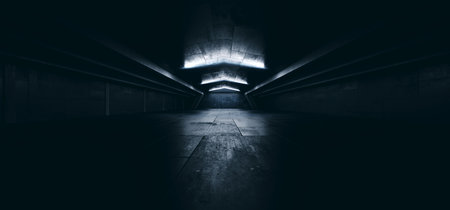 Cyberpunk Clean Tunnel Corridor Industrial Futuristic Cement Grunge Concrete Glossy Dark Underground...