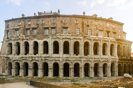 Roman Theater of Marcellus at sunset, in Rome