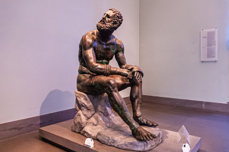 Rome, Italy, August 22, 2008: Wrestler at rest. Palazzo Massimoのeditorial素材