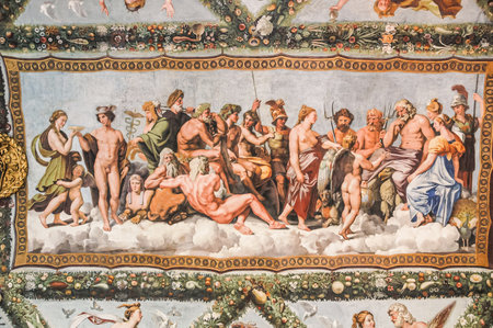 Rome, Italy, August 27, 2008: Villa Farnesina. Raphael painting