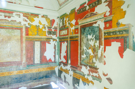 Rome, Italy, august 7, 2008: Roman paintings. House of Augustusのeditorial素材