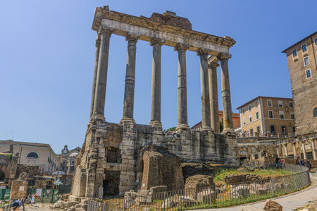 Temple of Saturn in the Roman Forumの写真素材