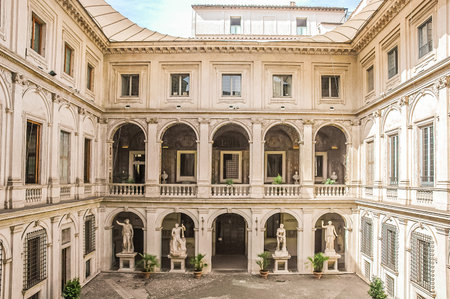 Rome, Italy, August 24, 2008: Courtyard of the Altemps Palaceのeditorial素材